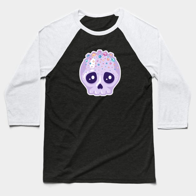 Cute Kawaii skull with sugar crystal hair on dark colours Baseball T-Shirt by Sugar & Bones